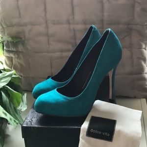 NIB Dolce Vita Beamer Platform Stiletto Blue Suede